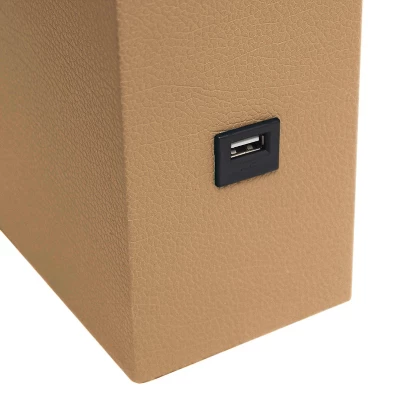 21" Lexington Leather Base Modern Home Decor Bedside Table Lamp With USB Charging Port And Fabric Shade - Lalia Home 4 21" Lexington Leather Base Modern Home Decor Bedside Table Lamp With USB Charging Port And Fabric Shade - Lalia Home - Image 4