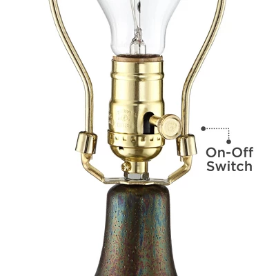 360 Lighting Emma Modern Mid Century Accent Table Lamp 21" High Wood Brown Ceramic Oatmeal Drum Shade For Bedroom Living Room Bedside Nightstand Home 4 360 Lighting Emma Modern Mid Century Accent Table Lamp 21" High Wood Brown Ceramic Oatmeal Drum Shade For Bedroom Living Room Bedside Nightstand Home - Image 4