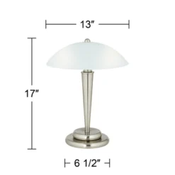 360 Lighting Deco Modern Accent Table Lamp 17" High Brushed Steel Touch On Off White Glass Dome Shade For Bedroom Bedside Nightstand Office Family -Adesso Shop GUEST a14d70b2 4bc8 4819 97eb c87ec392f7f2
