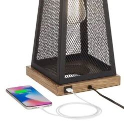 Franklin Iron Works Barris Industrial Table Lamp 26 3/4" High Metal Mesh With Nightlight LED USB Charging Port Burlap Shade For Living Room House Desk 9 Franklin Iron Works Barris Industrial Table Lamp 26 3/4" High Metal Mesh With Nightlight LED USB Charging Port Burlap Shade For Living Room House Desk -Adesso Shop GUEST a1f68d64 2329 42e1 b473 cce83e021488