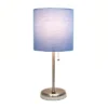 19.5" Bedside USB Port Feature Metal Table Desk Lamp Brushed Steel With Blue Fabric Shade - Creekwood Home