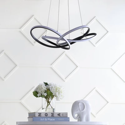 25" Metal Adjustable Alexia Abstract Integrated Pendant (Includes Energy Efficient Light Bulb) Black - JONATHAN Y 2 25" Metal Adjustable Alexia Abstract Integrated Pendant (Includes Energy Efficient Light Bulb) Black - JONATHAN Y - Image 2