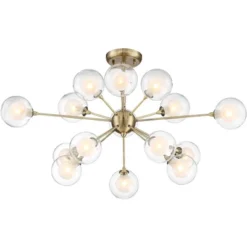 Possini Euro Design Modern Ceiling Light Semi Flush Mount Fixture Sputnik Brass 30 1/2" Wide 15-Light Double Glass Ball Hallway -Adesso Shop GUEST a3344d35 d1d8 4a60 8f88 777e9a7f591d