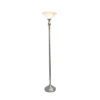 1 Light Torchiere Floor Lamp With Marbleized Glass Shade Brushed Nickel - Elegant Designs