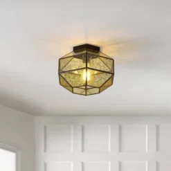 12.5" 1-Light Evelyn Vintage Farmhouse Iron/Glass LED Flush Mount Oil Rubbed Bronze - JONATHAN Y 13 12.5" 1-Light Evelyn Vintage Farmhouse Iron/Glass LED Flush Mount Oil Rubbed Bronze - JONATHAN Y -Adesso Shop GUEST a391ca0d 3cce 4b62 82dd 2be74fc56cba