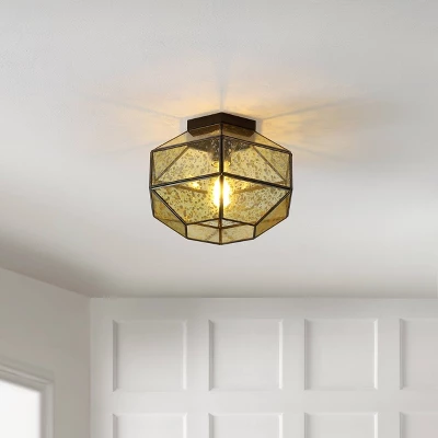 12.5" 1-Light Evelyn Vintage Farmhouse Iron/Glass LED Flush Mount Oil Rubbed Bronze - JONATHAN Y 5 12.5" 1-Light Evelyn Vintage Farmhouse Iron/Glass LED Flush Mount Oil Rubbed Bronze - JONATHAN Y - Image 5