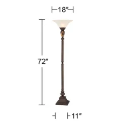 Kathy Ireland Vintage Torchiere Floor Lamp 72" Tall Bronze Tortoise Shell Font Frosted Glass Shade For Living Room Reading House -Adesso Shop GUEST a4b8faea ec35 468a 87d3 23e2756c00ea