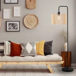 58" Barden Matte Black Floor Lamp With Bamboo Shade - Globe Electric 13 58" Barden Matte Black Floor Lamp With Bamboo Shade - Globe Electric -Adesso Shop GUEST a558b7a4 81a3 42f7 a281 1c86db6bfd4f