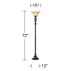 Kathy Ireland Sonnett Vintage Rustic Torchiere Floor Lamp 72" Tall Bronze Faux Marble Alabaster Glass Shade For Living Room Bedroom Office House Home -Adesso Shop GUEST a56feaa4 587b 4d29 90e6 8b6cdbf826cf