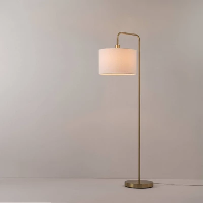 58" Brass Floor Lamp With White Linen Shade - Globe Electric 1 58" Brass Floor Lamp With White Linen Shade - Globe Electric