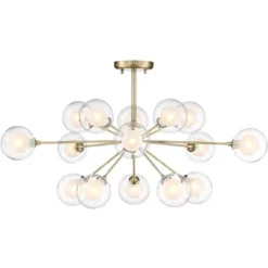 Possini Euro Design Modern Ceiling Light Semi Flush Mount Fixture Sputnik Brass 30 1/2" Wide 15-Light Double Glass Ball Hallway -Adesso Shop GUEST a5d5d52f e87f 49d6 be3a b66722eec602