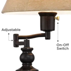 Regency Hill Traditional Desk Table Lamp Swing Arm With Hotel Style USB Charging Port 21.75" High Bronze Metal Faux Leather Bell Shade For Bedroom -Adesso Shop GUEST a689f15d 28d3 4c64 a89b 7e50d9e9eedd