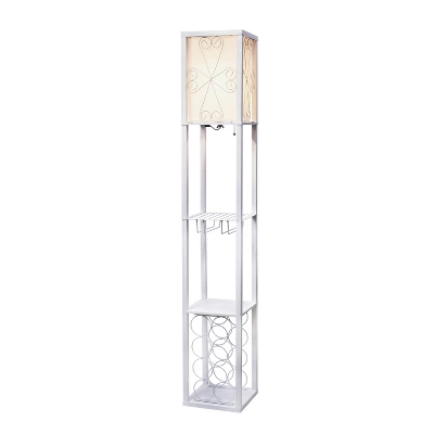 Etagere Storage Shelf Floor Lamp With Linen Shade White - Simple Designs 1 Etagere Storage Shelf Floor Lamp With Linen Shade White - Simple Designs