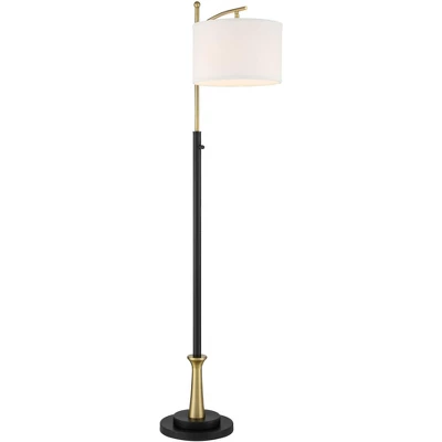 Possini Euro Design Modern Downbridge Floor Lamp 64" Tall Black Brass Metal Linen Drum Shade For Living Room Reading Bedroom Home 6 Possini Euro Design Modern Downbridge Floor Lamp 64" Tall Black Brass Metal Linen Drum Shade For Living Room Reading Bedroom Home - Image 6