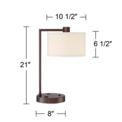 360 Lighting Colby Modern Desk Lamp 21" High Bronze With USB And AC Power Outlet In Base White Linen Drum Shade For Bedroom Living Room Office Family 15 360 Lighting Colby Modern Desk Lamp 21" High Bronze With USB And AC Power Outlet In Base White Linen Drum Shade For Bedroom Living Room Office Family -Adesso Shop GUEST a739b621 59c5 4618 a8ae 0d17dff00dc4