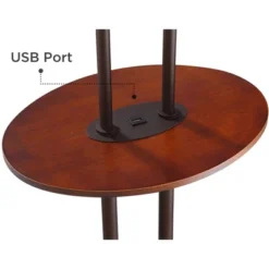 Franklin Iron Works Rustic Industrial Farmhouse Floor Lamps With Tray Table USB Port 62" Tall Set Of 2 Bronze Walnut Linen Shade For Living Room -Adesso Shop GUEST a7eede4e 5aa3 4ab8 bc43 c656e3f6d101