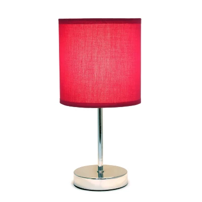 11.81" Traditional Petite Metal Stick Bedside Table Desk Lamp In Chrome With Fabric Shade Wine Red - Creekwood Home 5 11.81" Traditional Petite Metal Stick Bedside Table Desk Lamp In Chrome With Fabric Shade Wine Red - Creekwood Home - Image 5