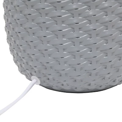 20.4" Traditional Ceramic Purled Texture Bedside Table Desk Lamp With White Fabric Drum Shade Gray - Simple Designs 5 20.4" Traditional Ceramic Purled Texture Bedside Table Desk Lamp With White Fabric Drum Shade Gray - Simple Designs - Image 5