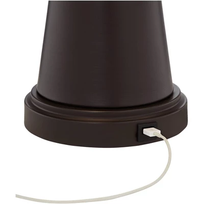 Franklin Iron Works Craig Rustic Farmhouse Table Lamps Set Of 2 With Square Risers 24 1/2" High Bronze With USB Charging Port Natural Shade For Desk 5 Franklin Iron Works Craig Rustic Farmhouse Table Lamps Set Of 2 With Square Risers 24 1/2" High Bronze With USB Charging Port Natural Shade For Desk - Image 5