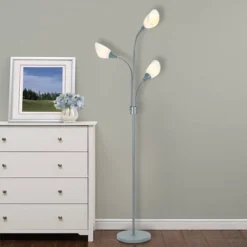 70.25" 3-Light Floor Lamp With White Shades Silver - Cresswell Lighting -Adesso Shop GUEST aadee629 87b5 4797 9e1e 72ea62f5ae2c