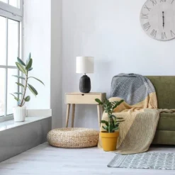 20.4" Traditional Ceramic Purled Texture Bedside Table Desk Lamp With White Fabric Drum Shade Black - Simple Designs -Adesso Shop GUEST ab17b349 f98a 47f6 89ea 3fbaa719214b