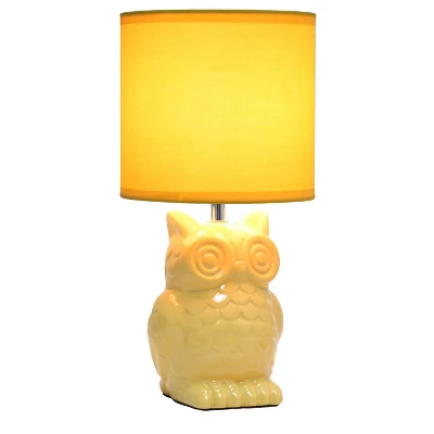 12.8" Contemporary Ceramic Owl Bedside Table Lamp With Matching Fabric Shade Yellow - Simple Designs 1 12.8" Contemporary Ceramic Owl Bedside Table Lamp With Matching Fabric Shade Yellow - Simple Designs