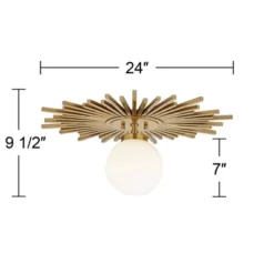 Possini Euro Design Hazel Modern Ceiling Light Semi Flush Mount Fixture 24" Wide Warm Brass White Globe Shade For Bedroom Kitchen Living Room Hallway -Adesso Shop GUEST abd1820f 6891 4ab0 a543 8a21515dfd36
