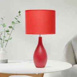 18.11" Traditional Standard Ceramic Dewdrop Table Desk Lamp With Matching Fabric Shade Red - Creekwood Home -Adesso Shop GUEST abfd609c ca3a 4ece aedb a050a2cd62bb