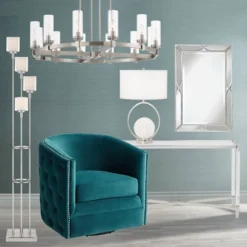 Possini Euro Design Athena Modern Floor Lamp 72" Tall Brushed Nickel 4 Light Tree Clear Outer Opal Inner Double Glass Shade For Living Room Bedroom -Adesso Shop GUEST ac0a6ad2 0b11 4658 8bae 6025b179c160