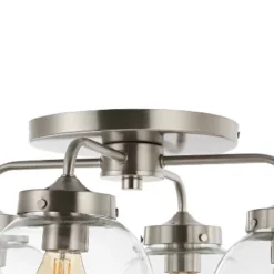 18" 4-Light Piper Farmhouse Rustic Iron/Glass LED Semi Flush Mount Nickel/Clear - JONATHAN Y -Adesso Shop GUEST ac465f2f 7575 48f0 be7d 92b449b5e8a7