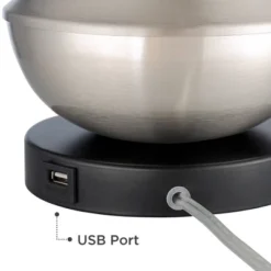 360 Lighting Simon Modern Accent Table Lamps Set Of 2 21" High Silver With USB Charging Port White Glass Dome Shade For Bedroom Living Room House Desk 10 360 Lighting Simon Modern Accent Table Lamps Set Of 2 21" High Silver With USB Charging Port White Glass Dome Shade For Bedroom Living Room House Desk -Adesso Shop GUEST ac880428 e392 4a76 93c3 8f3613f1f037