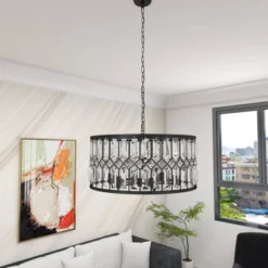 Metal Crystal Embellishments 6 Light Chandelier With Link Style Chain Black - Olivia & May 19 Metal Crystal Embellishments 6 Light Chandelier With Link Style Chain Black - Olivia & May -Adesso Shop GUEST ad00b6b1 4cdf 453b 8093 7ebea9c41011