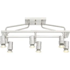 Pro Track Sven 6-Head LED Ceiling Track Light Fixture Kit Spot Light GU10 Silver Brushed Nickel Finish Metal Modern Cage Kitchen Bathroom 22" Wide -Adesso Shop GUEST ad62a796 2265 4a09 bac9 822cf11623c5