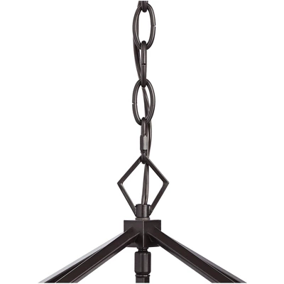 Franklin Iron Works Queluz Bronze Pendant Chandelier 13" Wide Industrial Rustic Geometric Cage 4-Light Fixture For Dining Room House Kitchen Island 3 Franklin Iron Works Queluz Bronze Pendant Chandelier 13" Wide Industrial Rustic Geometric Cage 4-Light Fixture For Dining Room House Kitchen Island - Image 3