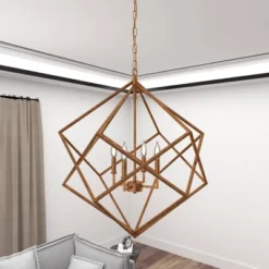 Modern Metal Chandelier With Link Style Chain Gold - Olivia & May 21 Modern Metal Chandelier With Link Style Chain Gold - Olivia & May -Adesso Shop GUEST adfca891 abae 4c6d 8029 185e29014b09