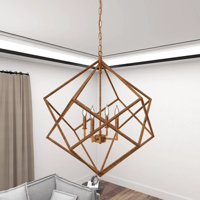 Modern Metal Chandelier With Link Style Chain Gold - Olivia & May 7 Modern Metal Chandelier With Link Style Chain Gold - Olivia & May - Image 7
