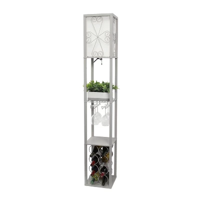 Etagere Organizer Storage Shelf Floor Lamp With Linen Shade Gray - Simple Designs 3 Etagere Organizer Storage Shelf Floor Lamp With Linen Shade Gray - Simple Designs - Image 3