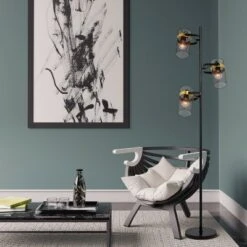 67.25" Echo Black Painted Metal Mesh Three Drum Shade Candlestick Floor Lamp - River Of Goods -Adesso Shop GUEST ae75d2bd d716 4a3a 9fa0 04a693cddeab