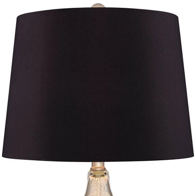 360 Lighting Castine Modern Accent Table Lamps 22" High Set Of 2 Mercury Glass With USB Charging Port Black Faux Silk Shade For Bedroom Bedside Desk 3 360 Lighting Castine Modern Accent Table Lamps 22" High Set Of 2 Mercury Glass With USB Charging Port Black Faux Silk Shade For Bedroom Bedside Desk - Image 3