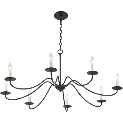 Franklin Iron Works Black Chandelier 42" Wide Farmhouse Rustic Bent Arms 8-Light Fixture For Dining Room Living House Foyer Kitchen Island Entryway 8 Franklin Iron Works Black Chandelier 42" Wide Farmhouse Rustic Bent Arms 8-Light Fixture For Dining Room Living House Foyer Kitchen Island Entryway - Image 8