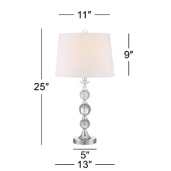 360 Lighting Solange Modern Table Lamps 25" High Set Of 2 Stacked Crystal Glass Silver White Tapered Drum Shade For Bedroom Living Room Nightstand -Adesso Shop GUEST aebd4aca c95d 4e9a 818c 2118dfe94156