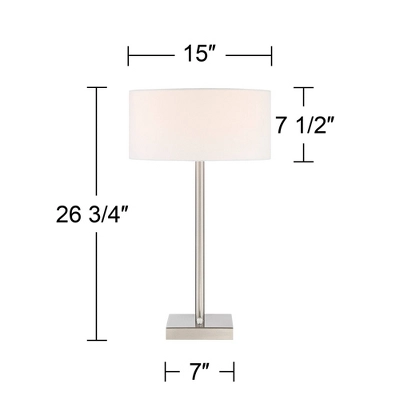 360 Lighting Andre 26 3/4" Tall Mid Century Modern Table Lamps Set Of 2 USB Port AC Power Outlet Silver Finish Metal White Shade Living Room Charging 5 360 Lighting Andre 26 3/4" Tall Mid Century Modern Table Lamps Set Of 2 USB Port AC Power Outlet Silver Finish Metal White Shade Living Room Charging - Image 5