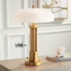 Possini Euro Design Possini Euro® Granview Desk Lamp With Glass Shade And Dual USB Ports