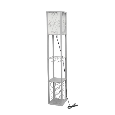 Etagere Organizer Storage Shelf Floor Lamp With Linen Shade Gray - Simple Designs 10 Etagere Organizer Storage Shelf Floor Lamp With Linen Shade Gray - Simple Designs - Image 10