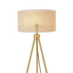 60" Sandy Faux Wood Floor Lamp With Rattan Shade - Globe Electric -Adesso Shop GUEST b013ad66 ad66 4a34 bbfe 88be02d42433