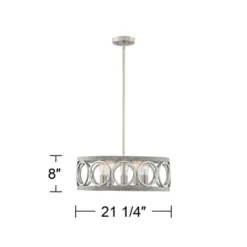 Franklin Iron Works Salima Brushed Nickel Gray Pendant Chandelier 21 1/4" Wide Farmhouse Rustic LED 5-Light Fixture For Dining Room Kitchen Island -Adesso Shop GUEST b096375e fadd 4075 b4af 76c329272c4a