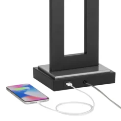 360 Lighting Neil Modern Rustic Table Lamp 26" High Black Metal With USB Charging Port White Rectangular Shade For Bedroom Living Room Bedside Desk -Adesso Shop GUEST b0a9cf55 987a 4710 b715 8265d4b75ac5
