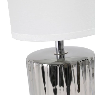 11.61" Tall Ruffled Capsule Bedside Table Desk Lamp With White Drum Fabric Shade Silver - Simple Designs 6 11.61" Tall Ruffled Capsule Bedside Table Desk Lamp With White Drum Fabric Shade Silver - Simple Designs - Image 6