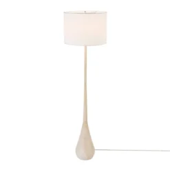 65" Kanana Faux Wood Floor Lamp With White Cotton Shade - Globe Electric -Adesso Shop GUEST b15c5150 cdc6 49a2 89df c2c0c7fe1ee8
