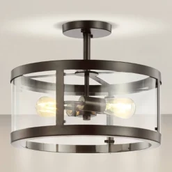 15" Iron And Glass Herndon Modern LED Flush Mount - Jonathan Y -Adesso Shop GUEST b1ba434d 5bb2 45fd 8f6e 1c90b0cbf31f